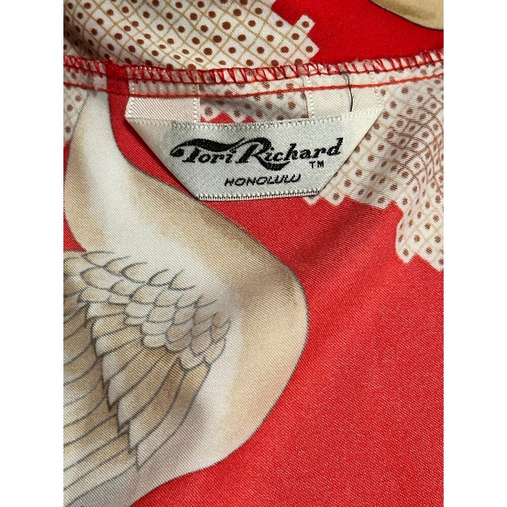 Vintage Tori Richard Honolulu red & cream kimono robe - Picture 6 of 6